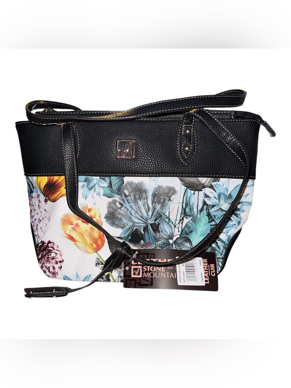 Printed Floral Leather Tote by Stone Mountain Handbags